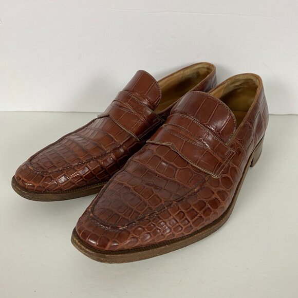 Gravati for Wilkes and Bashford Shoes Mens 9 M Brown Crocodile Wilson Dean Italy - Picture 9 of 16